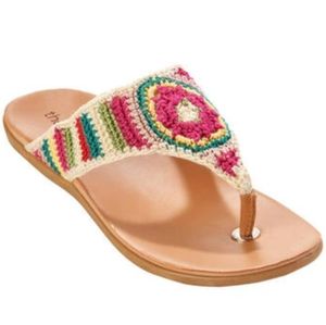 The Sak | Shana Crocheted Thong Sandal Multicolor Tan Pink Blue Women's Size 7